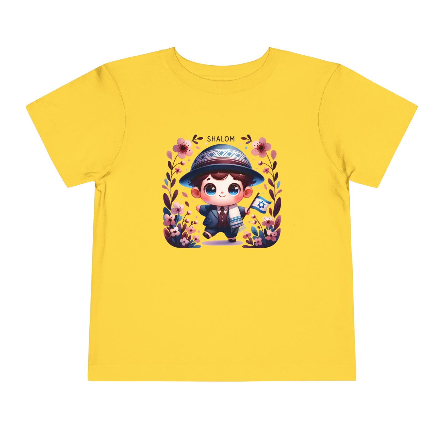 Tiny Mensch Big Shalom Toddler T-Shirt | Jewish Kids Short Sleeve Tee | Shabbat Shalom Shirt for Boys | Soft Shabbat Outfit