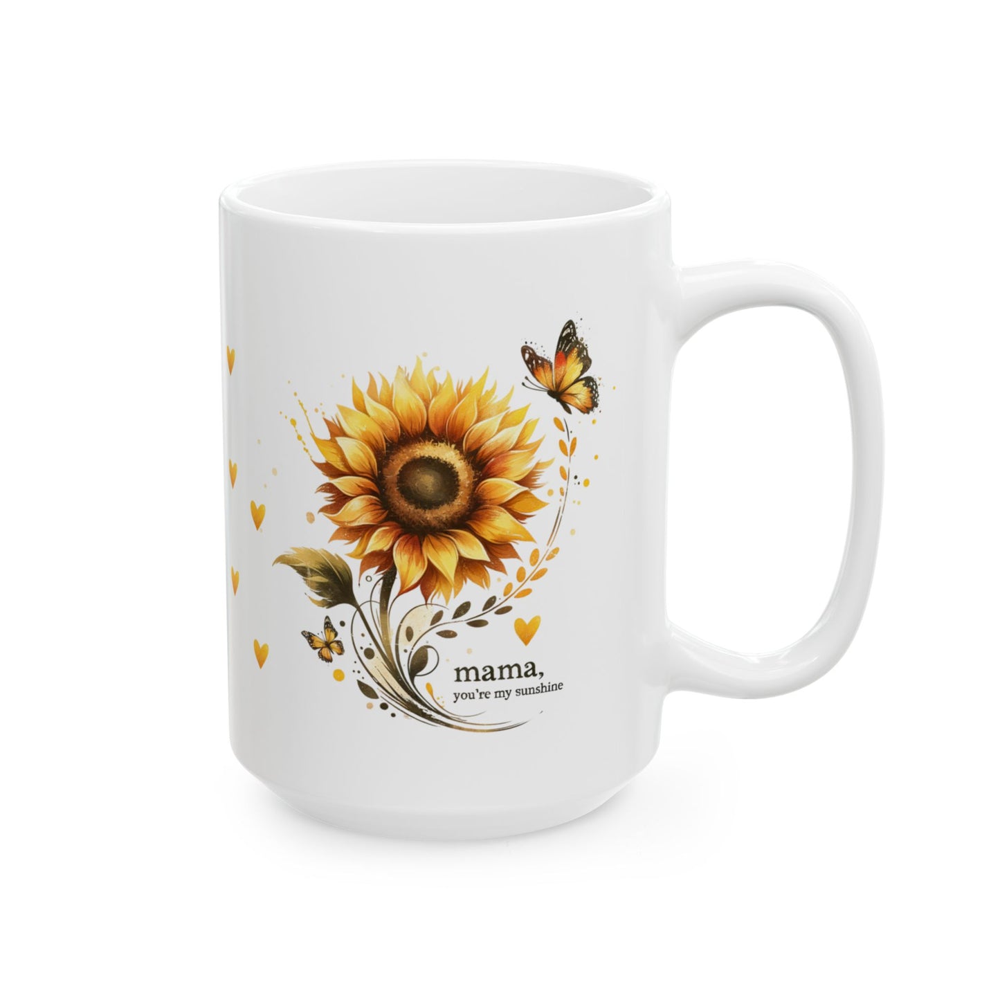 Mama You're My Sunshine Mug | Ceramic Cup for Mom | Cute Mother's Day Gift | Sunny Floral Mama Mug | Sunflower Butterfly Ceramic Mug