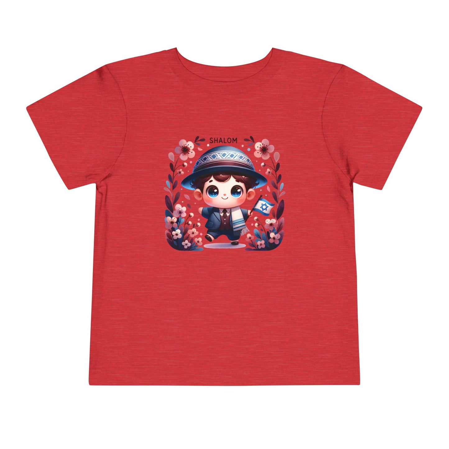 Tiny Mensch Big Shalom Toddler T-Shirt | Jewish Kids Short Sleeve Tee | Shabbat Shalom Shirt for Boys | Soft Shabbat Outfit