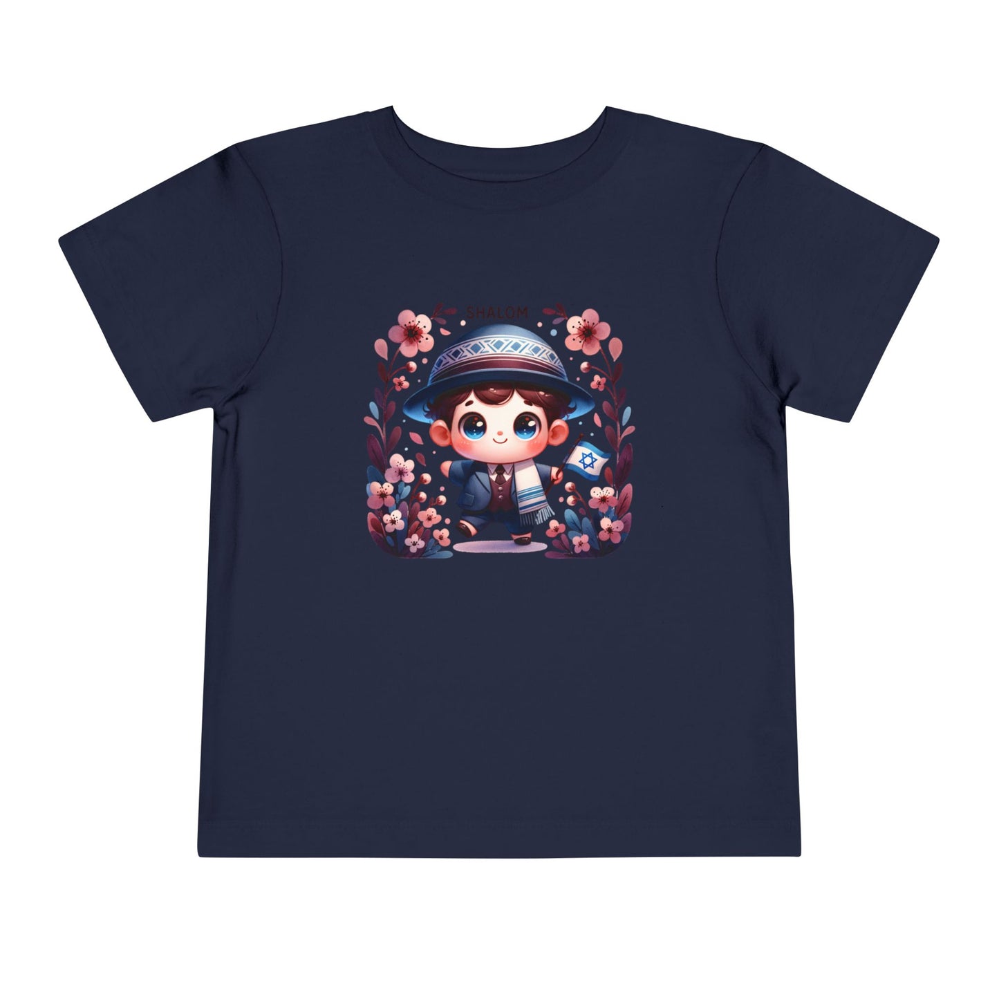 Tiny Mensch Big Shalom Toddler T-Shirt | Jewish Kids Short Sleeve Tee | Shabbat Shalom Shirt for Boys | Soft Shabbat Outfit