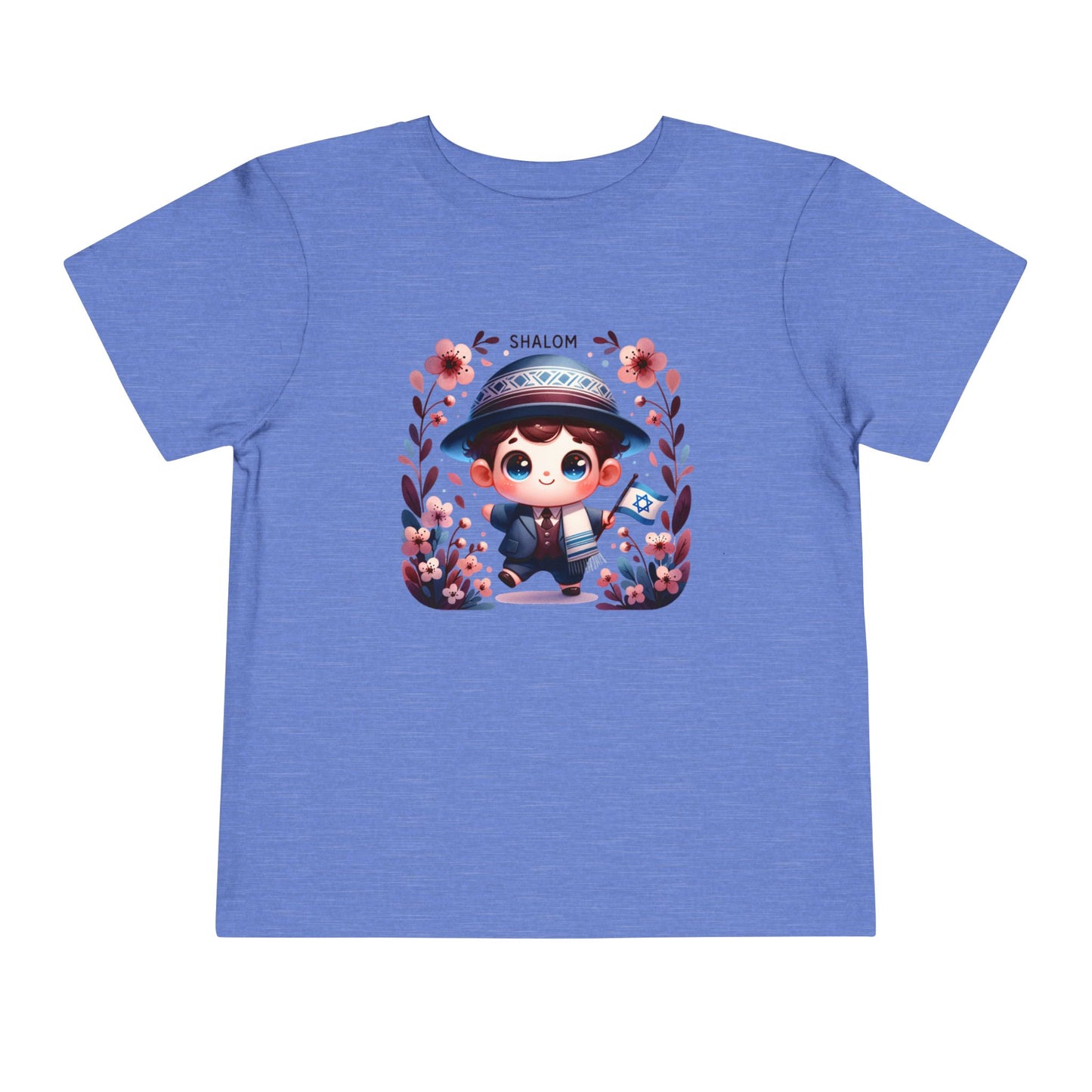 Tiny Mensch Big Shalom Toddler T-Shirt | Jewish Kids Short Sleeve Tee | Shabbat Shalom Shirt for Boys | Soft Shabbat Outfit