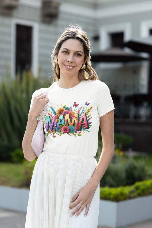 Floral Mama Energy T-Shirt | Mother's Day Short Sleeve Tee | Boho Mom Graphic Shirt | Soft & Comfy Mother's Day Gift | Colorful Mama Floral Tee