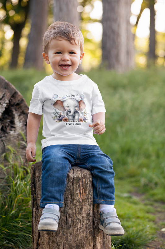 Big Ears Bigger Laughs Baby T-Shirt - Soft & Comfy Baby Graphic Shirt - Variety of Colors